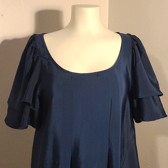 H&M butterfly sleeve navy scoop neck dress - Picture 2 of 10